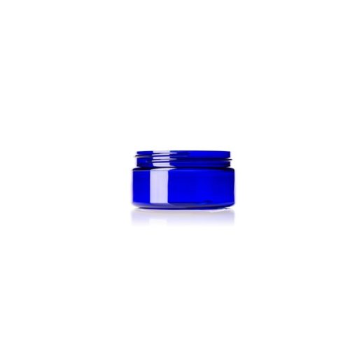 PET plastic single wall jar 8 oz cobalt blue with 89-400 neck finish