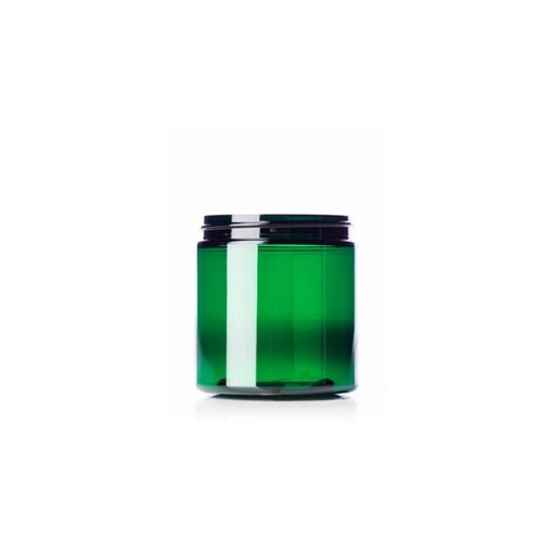8 oz green PET plastic single wall jar with 70-400 neck finish