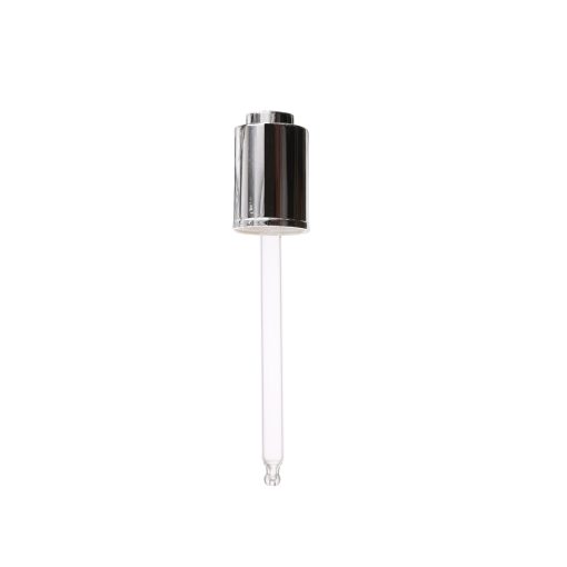 Shiny Silver Push Down Button Dropper with 101mm Curved Round Pipette 20-400