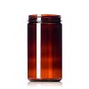 32 oz amber PET plastic single wall jar with 89-400 neck finish