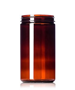 32 oz amber PET plastic single wall jar with 89-400 neck finish