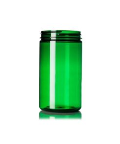 32 oz green PET plastic single wall jar with 89-400 neck finish