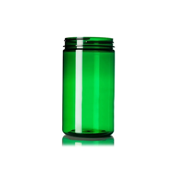 32 oz green PET plastic single wall jar with 89-400 neck finish