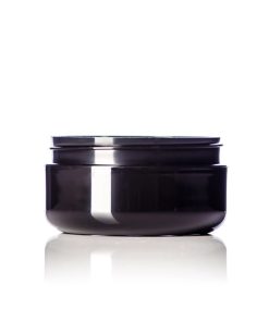 4 oz black PP plastic double wall round base low-profile jar with 89-400 neck finish