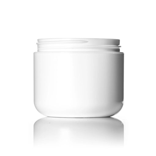 4 oz white PP/PS plastic double wall round base jar with 70-400 neck finish