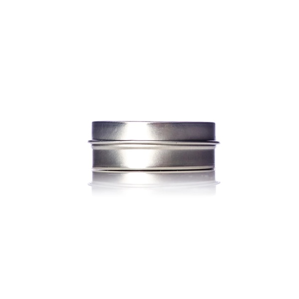 1 oz silver steel flat tin with slip cover lid
