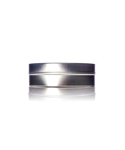 8 oz silver steel flat tin with slip cover lid
