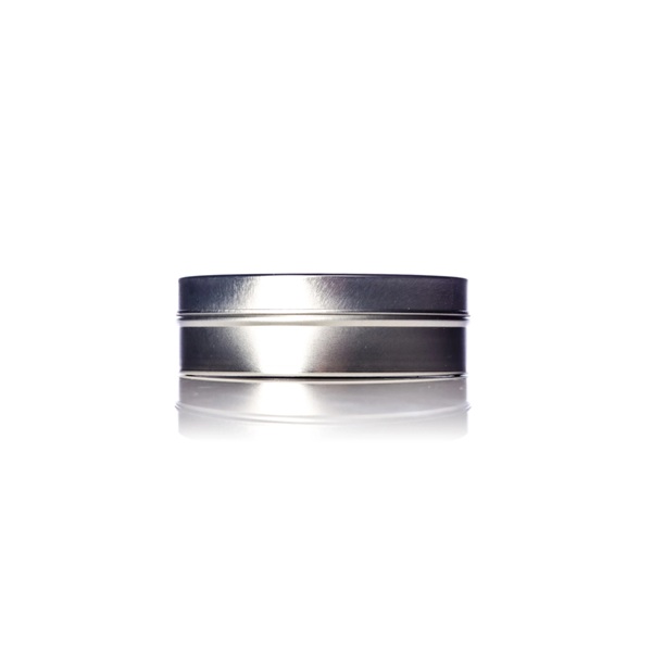 8 oz silver steel flat tin with slip cover lid – 208 Tin/Case