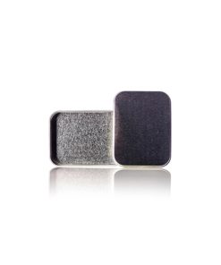 silver steel rectangular tin with slip cover